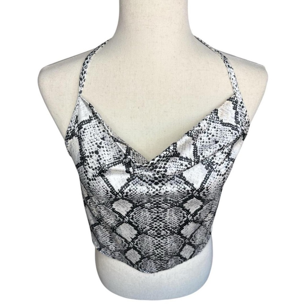 Vintage snake skin halter top in black and white